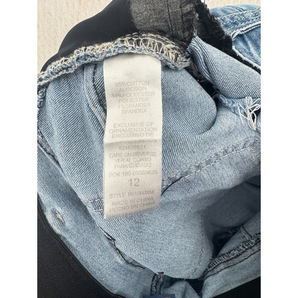 Democracy Ab Solution Blue Denim Bermuda Shorts Womens 12 Distressed 15" Inseam - Picture 3 of 8